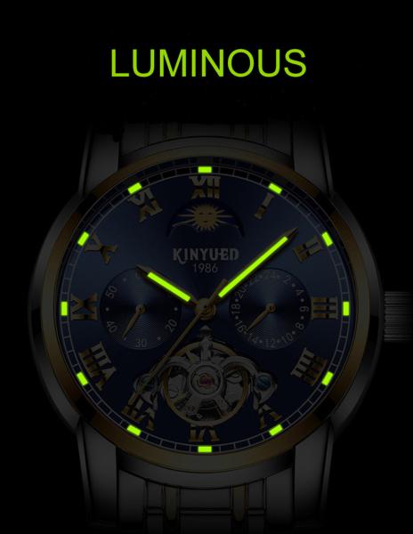 Luxury Mechanical Wrist Watch Tourbillon  Automatic Movement Mens Skeleton Moon Phase Automatic Mechanical Watch
