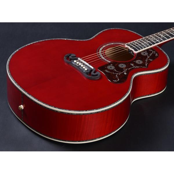 Customized acoustic guitar, 43 inch Jumbo guitar, Quilt Vine Viper red, Guitarra acustica
