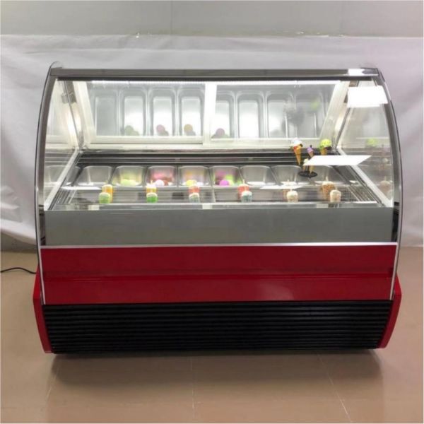 Front Visible Glass Italian Gelato Showcase Popsicle Ice Cream Display Freezer