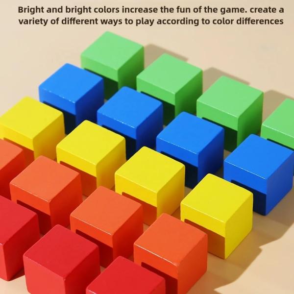 Rainbow Wooden Blocks Square Colorful Wooden Cubes Counting Block Learning Educational Toys Wooden Building Blocks Stacking Game