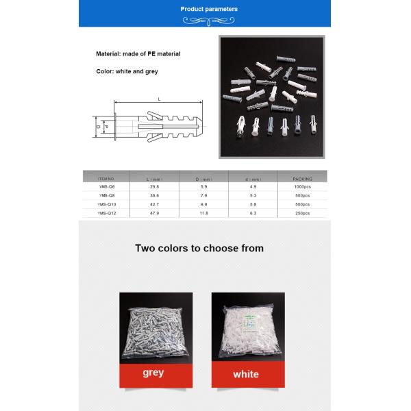 Excellent High quality made in china 5*25 Screws Expansion Wall Plug made of PE material expansion pipe