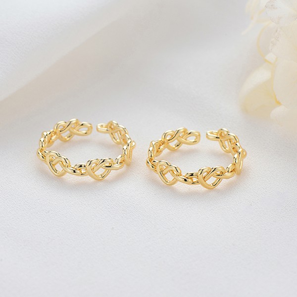 Factory Wholesale 14K Gold Plated Heart Shape Open Adjustable Ring