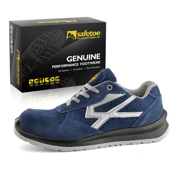 Breathable Cow Suede Construction Safety Shoes SAFETOE Men Chemical Resistant Leather Boots
