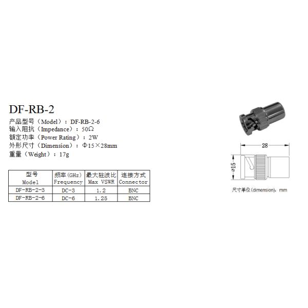Коаксиальный фиксированный соединитель BNC DC-3 Макс VSWR1.2 15×28mm серии 50Ω 2w прекращений