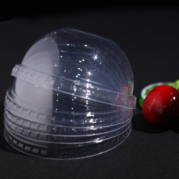 Food Grade PET PLA Plastic Arch Dome Cup Lids Disposable Biodegradable Transparent For Ice Cream Smoothie Cup Lids