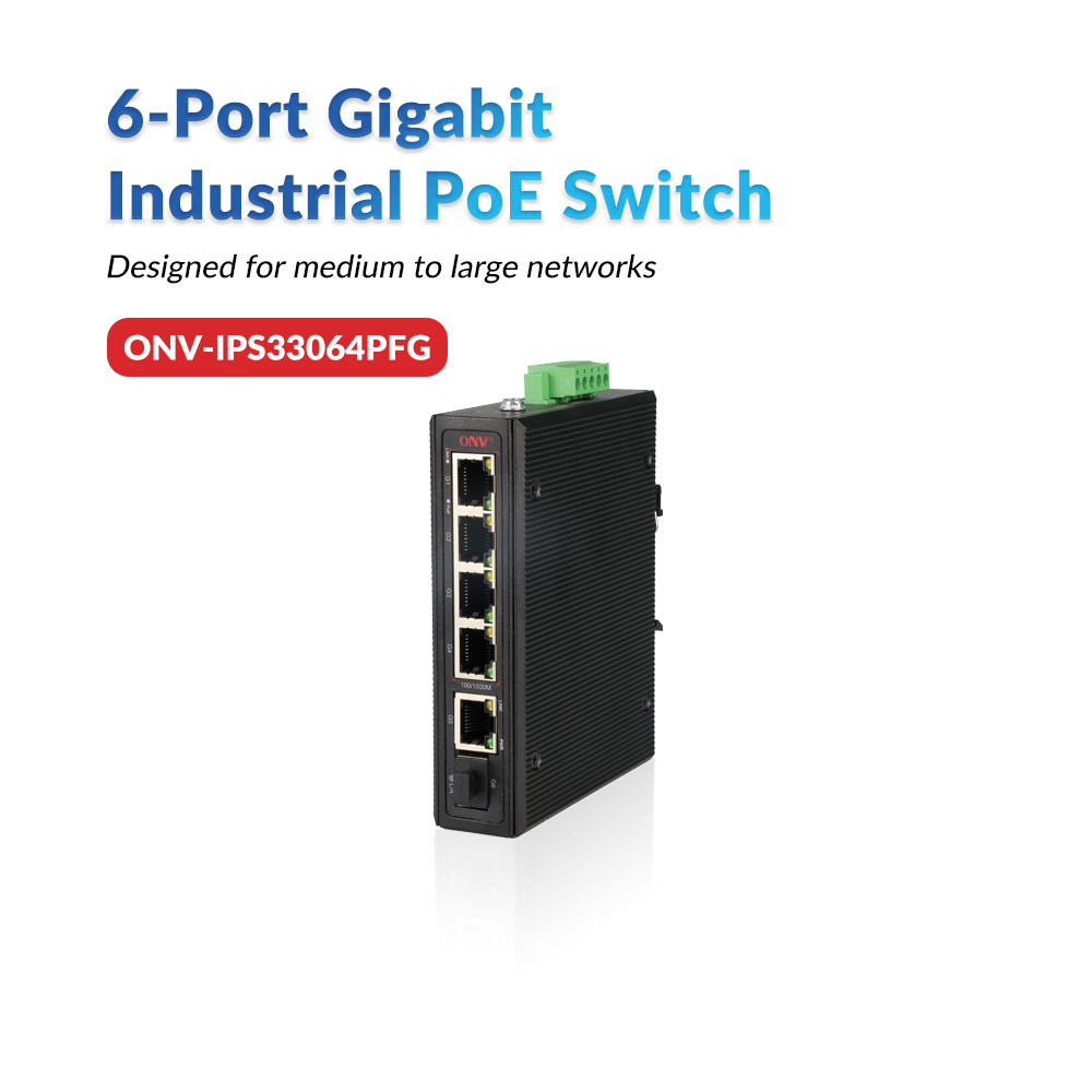 6-port Gigabit Industrial PoE Switch with 30W per Port and Gigabit Access for High-Speed Networking
