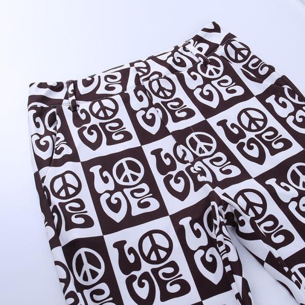 LOVE Printed Ladies Casual Pants Straight Leg With Slits