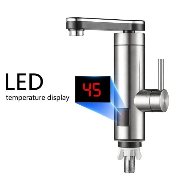 360 Degree Rotatable Outlet Electric Hot Water Tap For Bathroom With LED Display