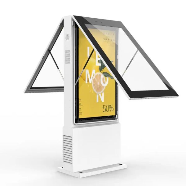 65Outdoor Digital Signage WiFi Network Floor-Standing Metal OEM High-Brightness Built-In CMS Sunlight-Readable Kiosk Electronic