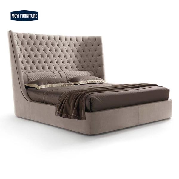 Italian Minimalist Light Luxury Leather Double Bed Modern Simple Designer Creative Small Bedroom Cowhide Wedding Bed