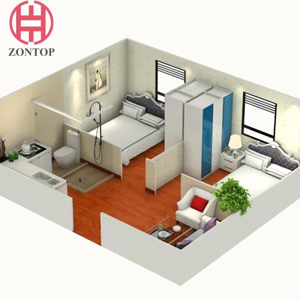 Zontop prefab house high quality cheap luxury dormitory living 2 storey Flat modular Container modular Home