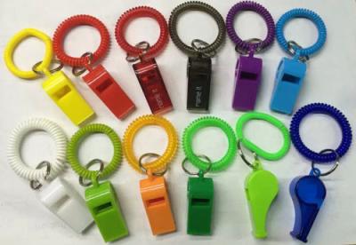 Promotional Gift Colorful Best Wrist Strap Coil W/Plastic Whistle