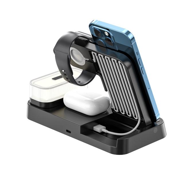 Black Multi Device Qi Charging Station , Wireless Charging Power Station 463g