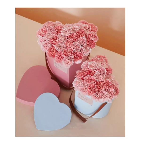 Luxury Pink Black Cardboard Paper Rose Packaging Heart Shape Tube Gift Box with Lid