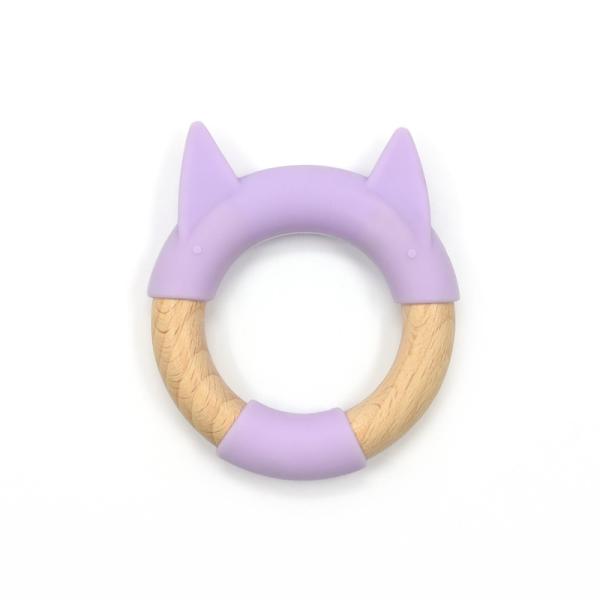 Purple Silicone Beech Wood BPS BPA Free Funny Teething Toys