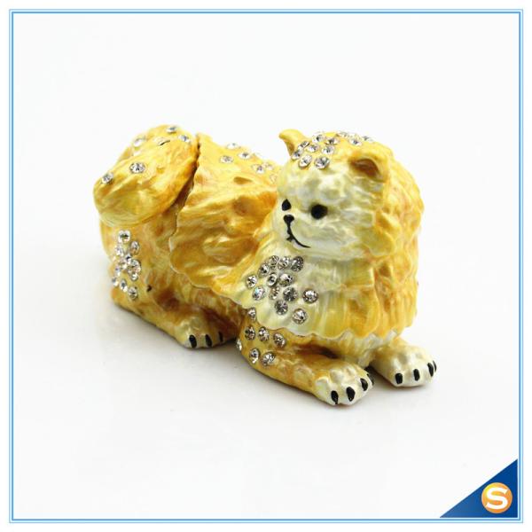 Yellow And Pink Cat Shape Crystal Trinket Box For Sale SCJ602