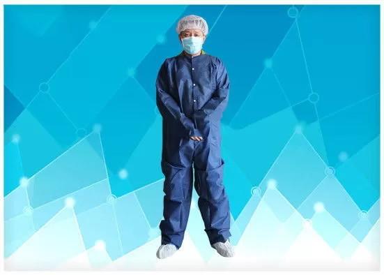 Blue Disposable Coveralls Lightweight Economical Waterproof Disposable Coveralls
