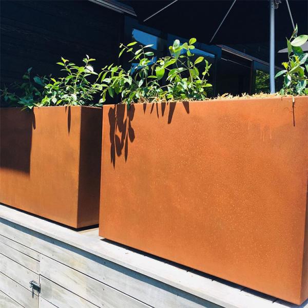 Garden Decoration Weathered Steel Planter Box 0.8mm-2.0mm Thick