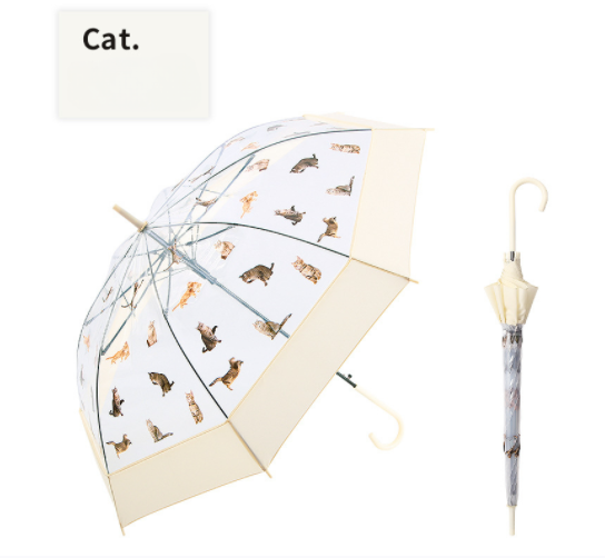 Creative Cat Dog Pattern Straight Umbrella 23 Inches*8k 8 Bone Automatic Fiber Bone