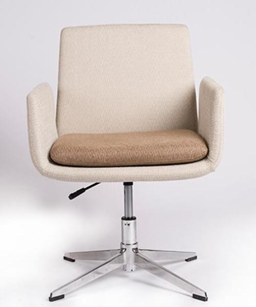 Safety Item Adjustable Executive Office Chair , Fabric White Swivel Chair