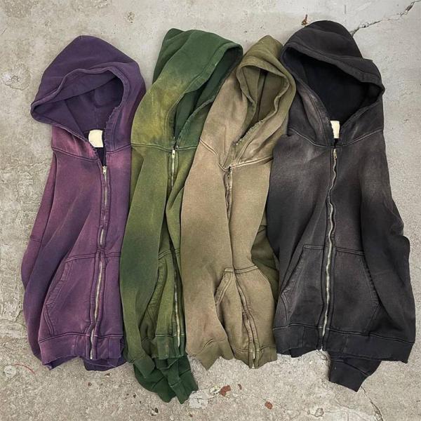 Vêtements de rue français Terry Acid Wash Hoodie