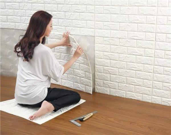 o tijolo 3D engrossa a etiqueta macia da parede da espuma do PE almofada a decoração do papel de parede