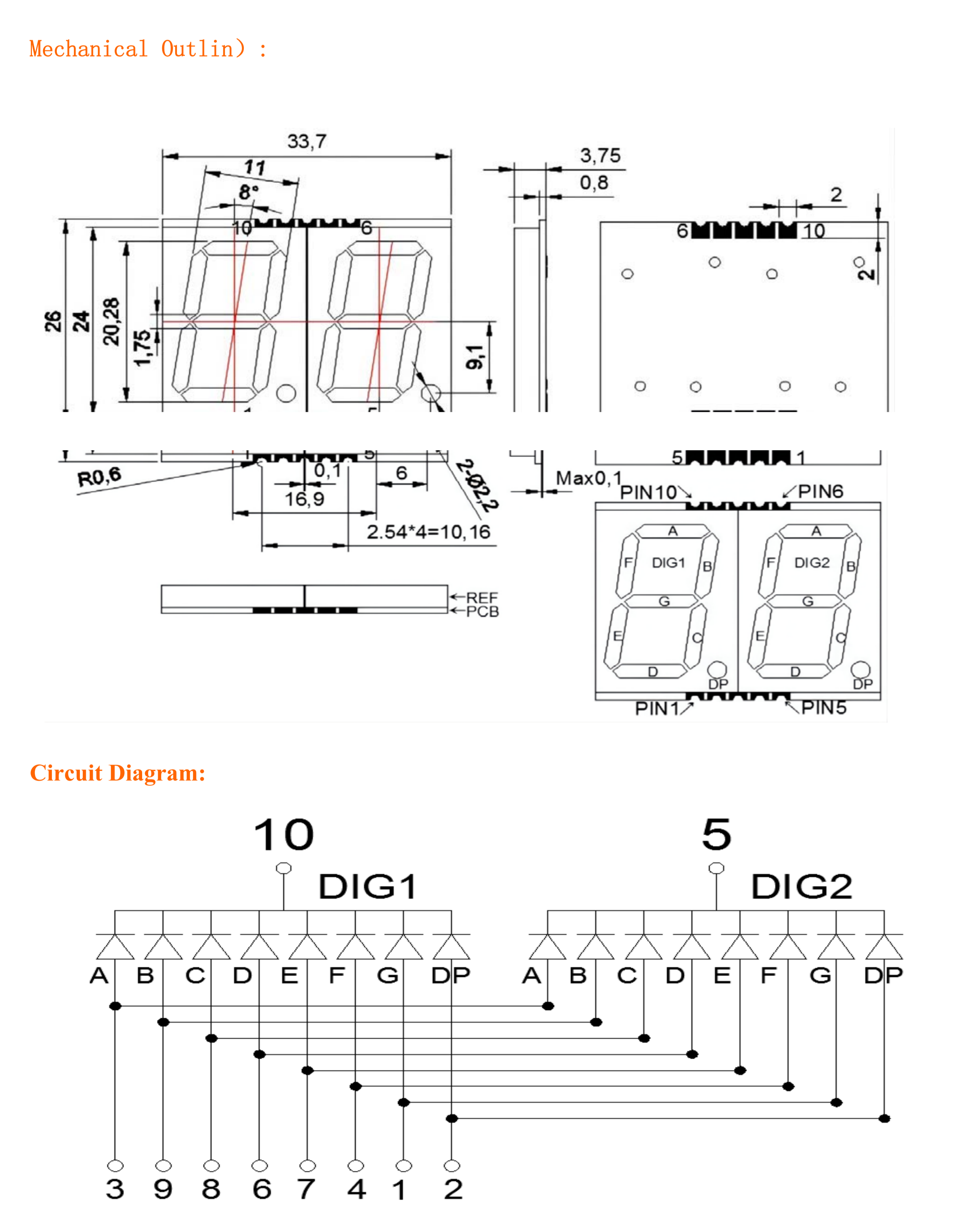 0.8 Inch 2 digit Ultra bright White SMD LED Seven Segment Display