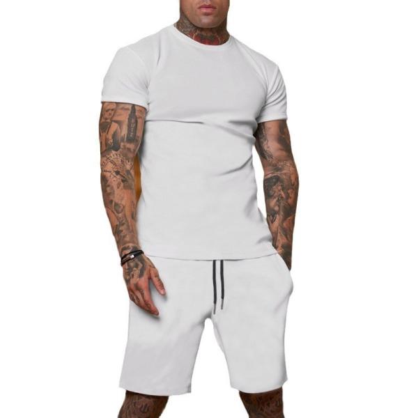 Custom Logo Plus Size Tracksuit for Men Stretchable 2 Piece Outerwear Jogger Suit Short Sets