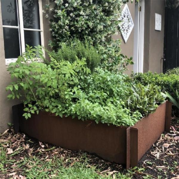 Outdoor Square Corten Steel Raised Beds For Vegetable Flower Planter Edge