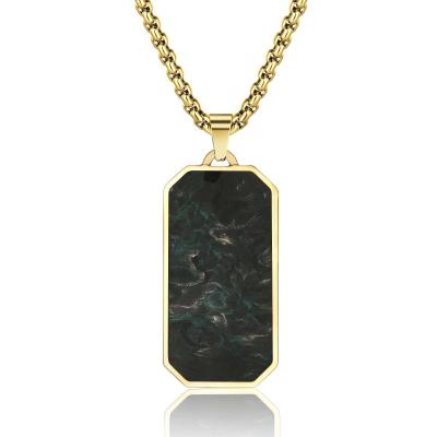 Rectangle Men's Forged Carton Fiber Custom Pendant Stainless Steel Plated Cross 14k Gold Necklace