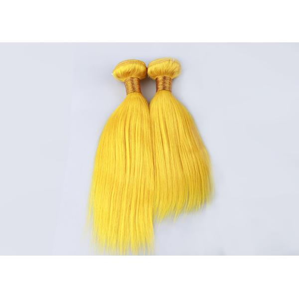 Yellow Single Drawn Virgin Human Hair Extensions No Tangle And No Shedding