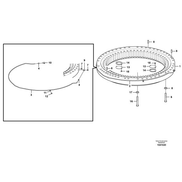 Шестерня цикла качания кольца скольжения Slewing EC300D EC290B ОСНОВНАЯ EC290C ECR305C FC3329C PL3005D VOE14570794 сверхмощная