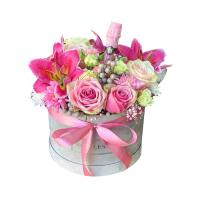 20*15CM encomenda personalizada cartão de veludo próprio papel redondo rosa floral floral caixa de chapéu com tampa embalado de buquê