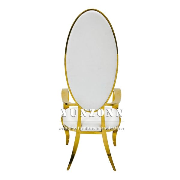 Luxury Style Hot Sale High Back Stainless Steel Chair With Armrest king Chair for Wedding Used