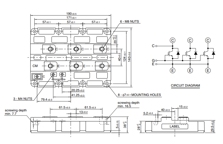 CM900HC-90H 900V 900A High Current IGBT Module Low VCE(sat) 2.7V High Short Circuit Ruggedness Low Switching Loss High Isolation For Heavy Industrial Drives and Mega UPS