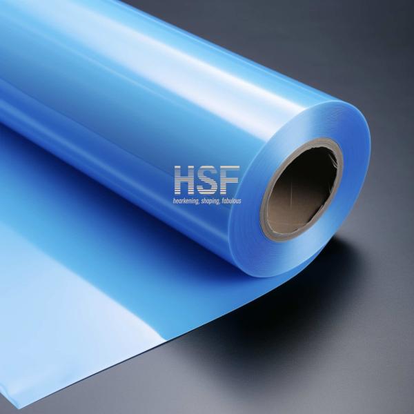 Film de libération en PE bleu opaque de 40 μm, séché par UV en silicone, pour protection et emballage, rubans, étiquetage et graphiques