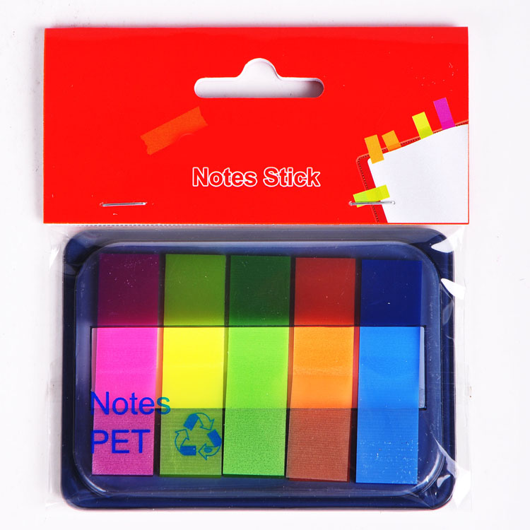 Good quality wholesale different shape fluorescence 5 colors plastic bookmark stick notes