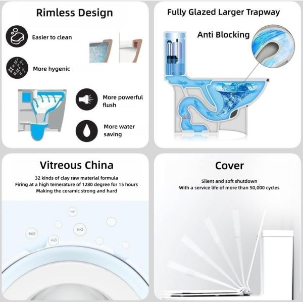 ISO Modern 2 Piece Toilet Bowl Soft Cover Cyclone Flush Toilet For Hotel Home