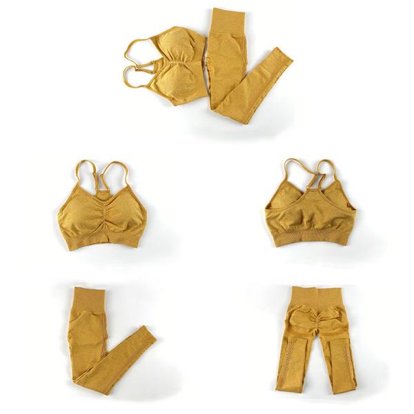 Бесшовная одежда для занятий йогой, компрессионный комплект из 2 предметов, леггинсы для подъема бедер