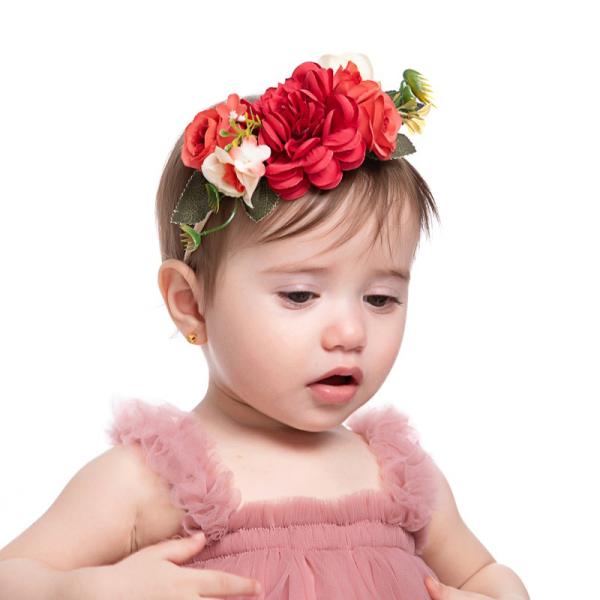 Red 3 Month Newborn Baby Headband Childrens Hair Accessories Simulation Color Flower Kids Hair Band