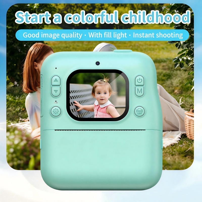 DLC Kids Instant Photo Camera 9600W HD CMOS 120 Wide Angle Dual Lenses 2.0 Inch Anti-Glare Screen MP3 Plastic 1080P Video
