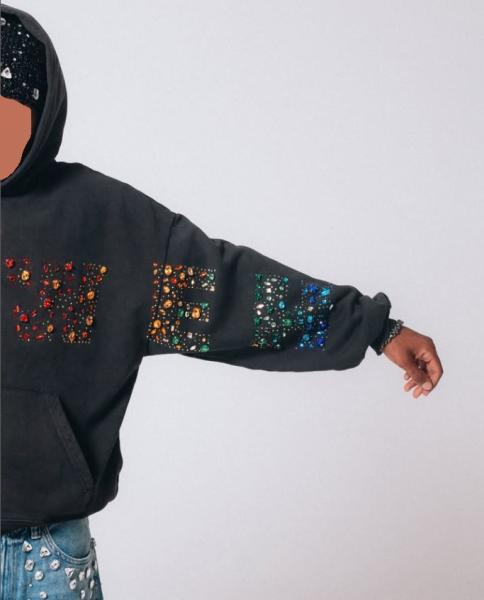 Custom Crystals Heavyweight Vintage Y2K Streetwear Pullover Hoodie 500 Gsm Cotton Terry Men Rhinestone Hoodies