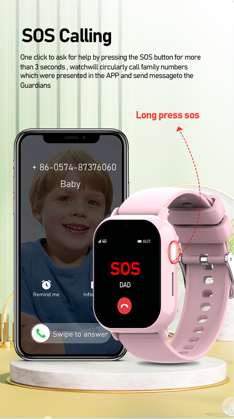 Eraysun Children's Smart Watch SOS WIFI HD Screen Video Call 1.52 Inch GPS Tracker Location 4g Kids Smart Watch Health Monitor