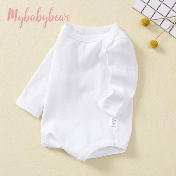 Unisex onesie bodysuit with bib 100% cotton organic jumpsuit knitted baby romper for spring