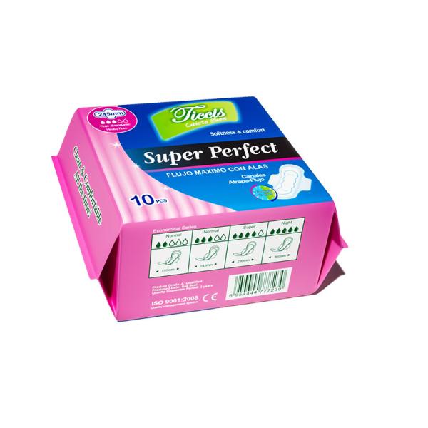 柔らかい吸着剤 香りのない 翼付き 使い捨て 衛生用ナプキン