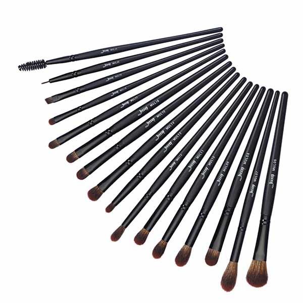 Jessup Precision 16pcs Eye Makeup Brush Set Black Paint Spraying