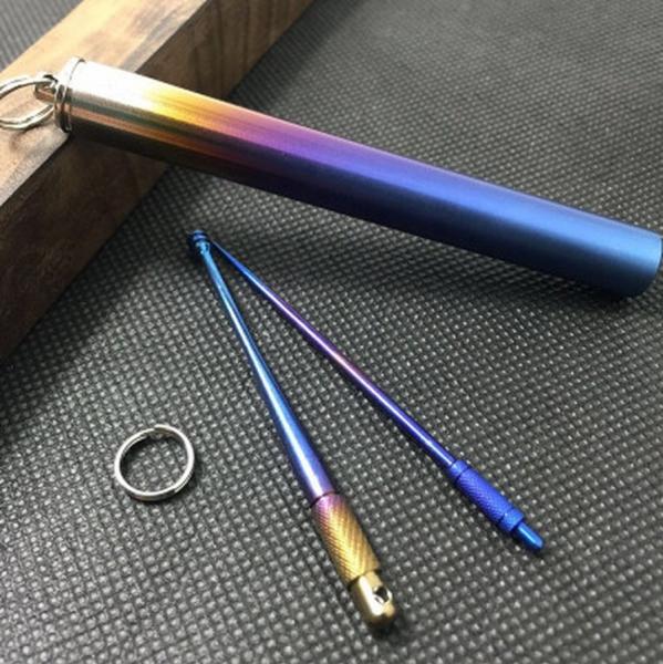 Nitridized Rainbow Color Titanium Toothpick Holder Outdoor Accessory ISO9001