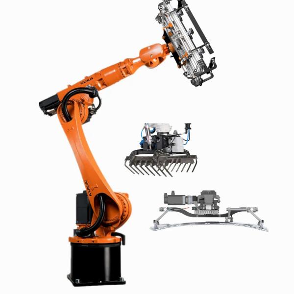 O braço KUKA KR16 R1610 do robô industrial de KUKA com o prendedor CNGBS do copo da sução personalizou o prendedor para Palletizing