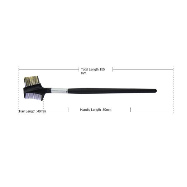 Black Animal Hair Eye Brow Brush 155mm Long Wooden Handle A Comb