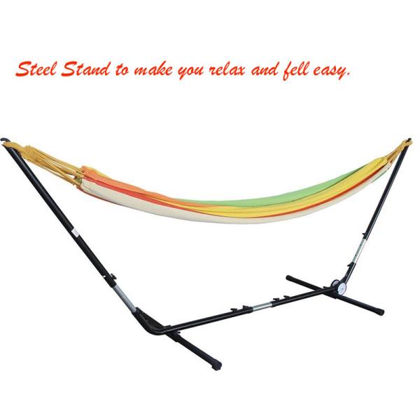 Double Poly Cotton Strips Fabric Backpacking Outdoor Camping Hammock With Stand